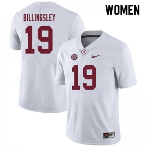 NCAA Women's Alabama Crimson Tide #19 Jahleel Billingsley Stitched College 2019 Nike Authentic White Football Jersey EO17P30EU